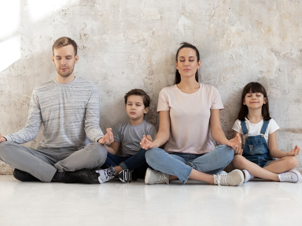 Family meditating