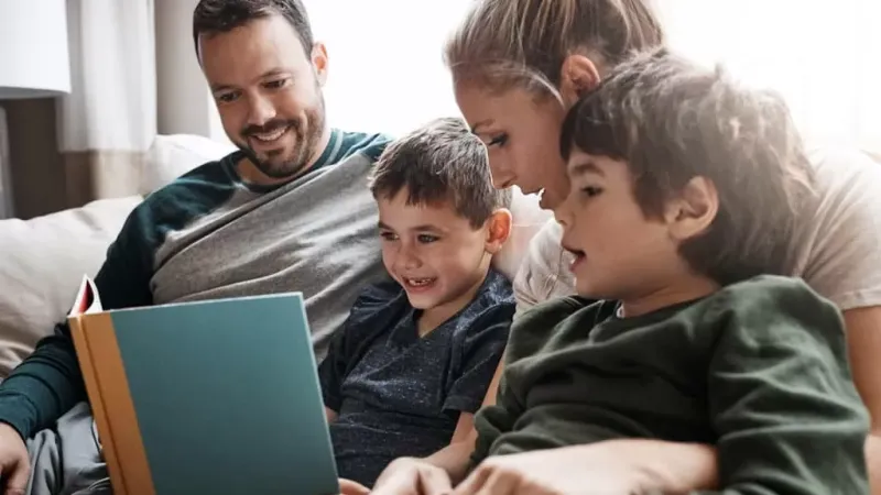 Family reading book
