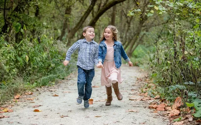 Happy siblings