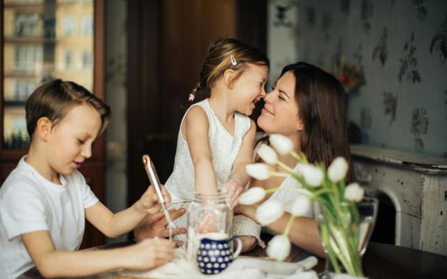 Happy mum with kid