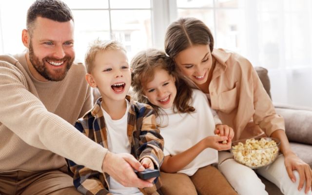 Family watching TV