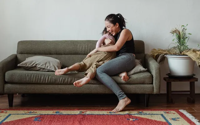 Mum and Child on sofa