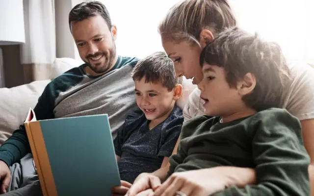 Family reading book