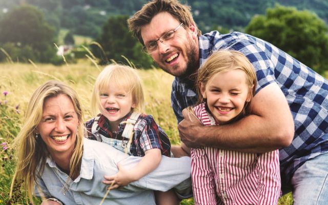 Family happy in nature